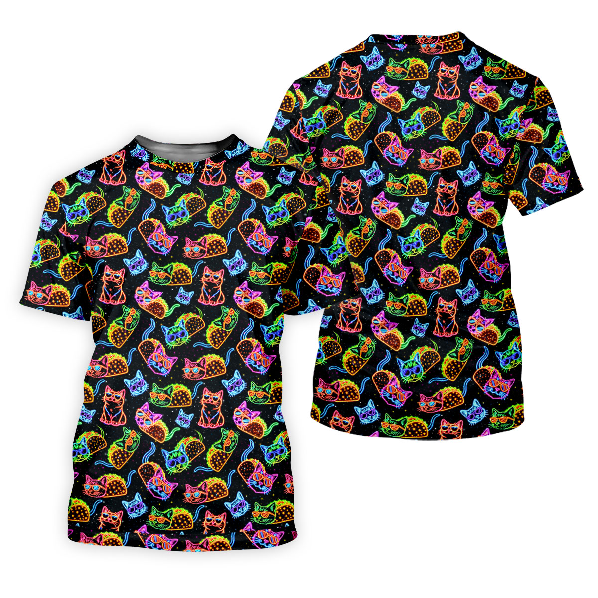Neon Cats Tropical Vibe Golf Tops For Men, Cute Golf Outfit, Golf Shirts For Men, Polo Shirts For Men