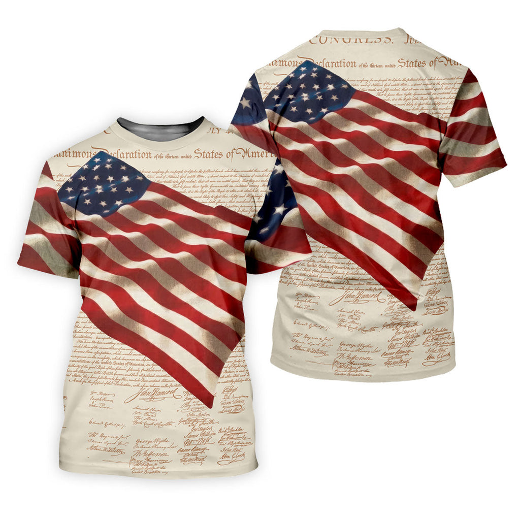 Patriotic American Flag Declaration Of Independence 4th Of July Beige Golf Shirt, 250th Anniversary Ladies Golf Shirts