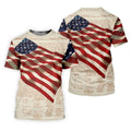 Patriotic American Flag Declaration Of Independence 4th Of July Beige Golf Shirt, 250th Anniversary Ladies Golf Shirts