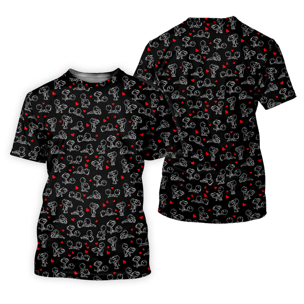 Naughty Position Stick Figure Couple Black Golf Shirt, Golfer Valentines Gift, Fun Golf Shirts For Men