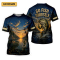 Go Fish Yourself Funny Bass Fishing UPF Shirt, Fishing Shirts For Women, Fishing Apparel