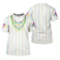 Mardi Gras Beads Necklaces Print White Golf Shirt, Golf Tops For Men, Polo Shirts For Men, Golf Shirts For Men