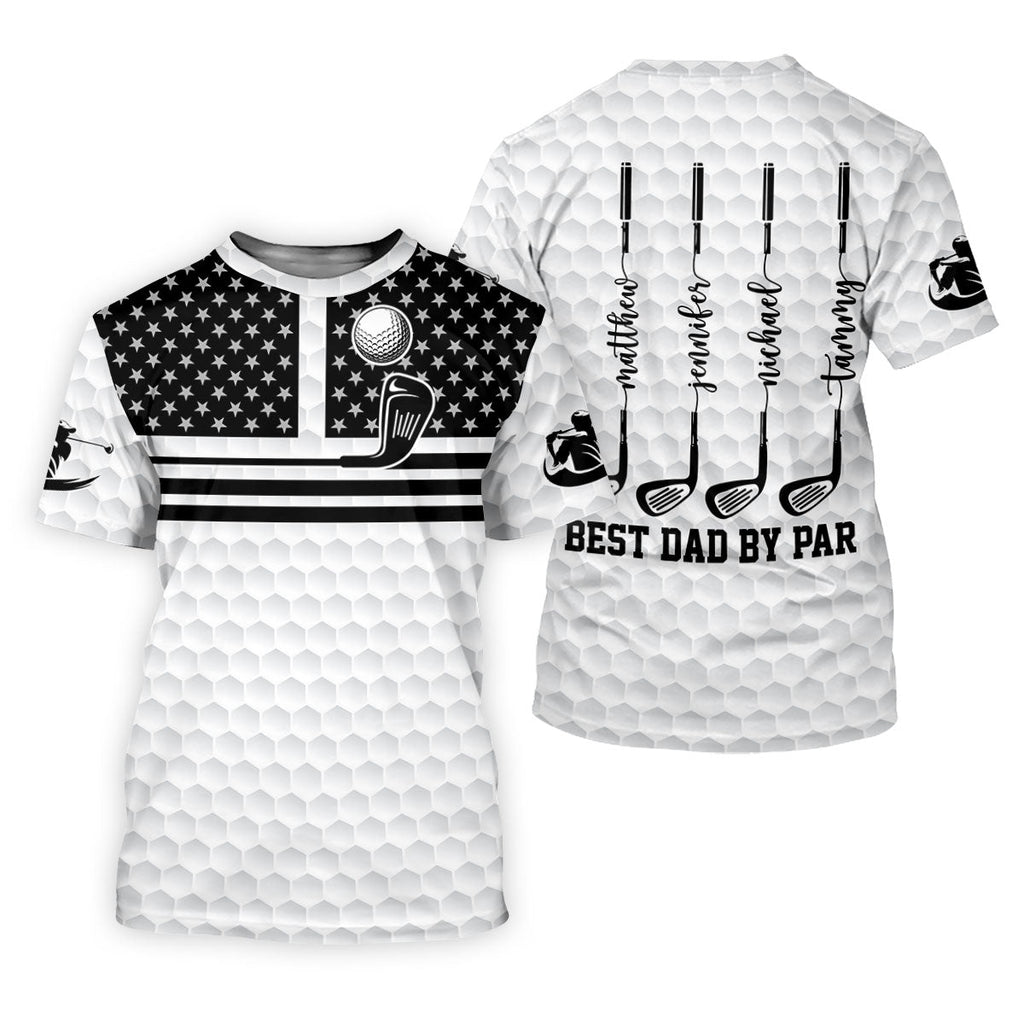 Best Dad By Par US Flag Pattern Dad Golf Shirt, Father's Day Golf Gift, Polo Shirts For Men