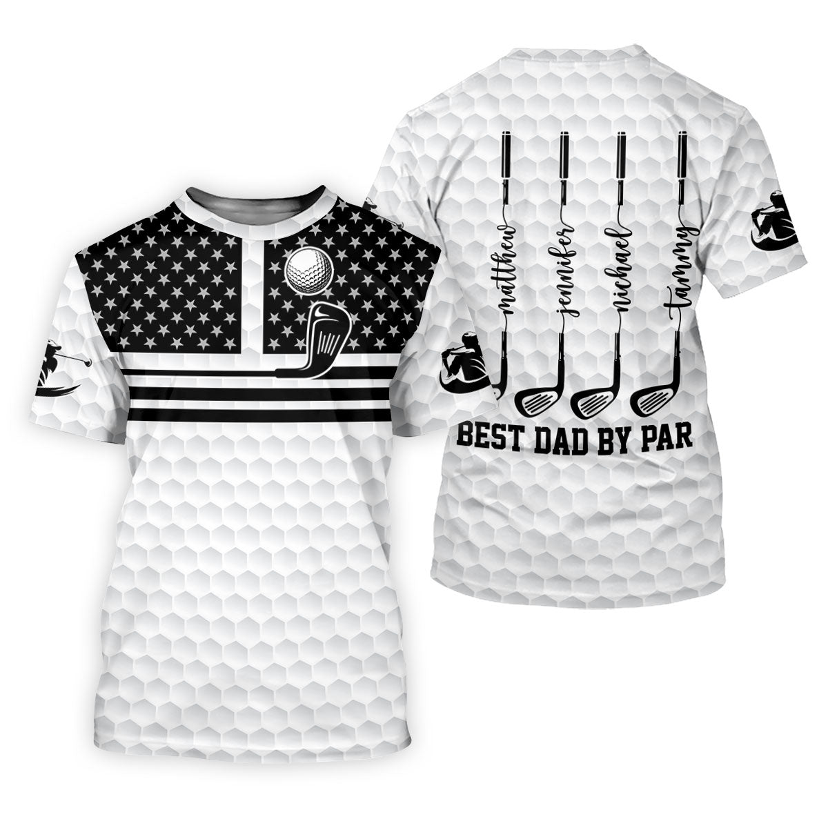 Best Dad By Par US Flag Pattern Dad Golf Shirt, Father's Day Golf Gift, Polo Shirts For Men