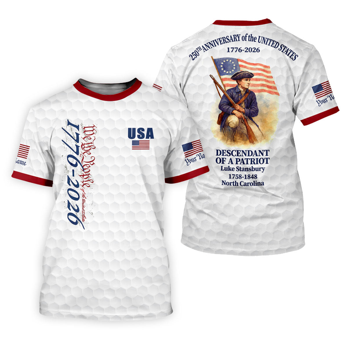 Descendant Of A Patriot Golf Tops For Men, 250 Years of America Golf Shirt, Patriotic Polo Shirts For Men