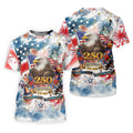 Land Of The Free Red White Blue Water Color Print 4th Of July Golf Shirt, 250 Years Golf Shirts For Men