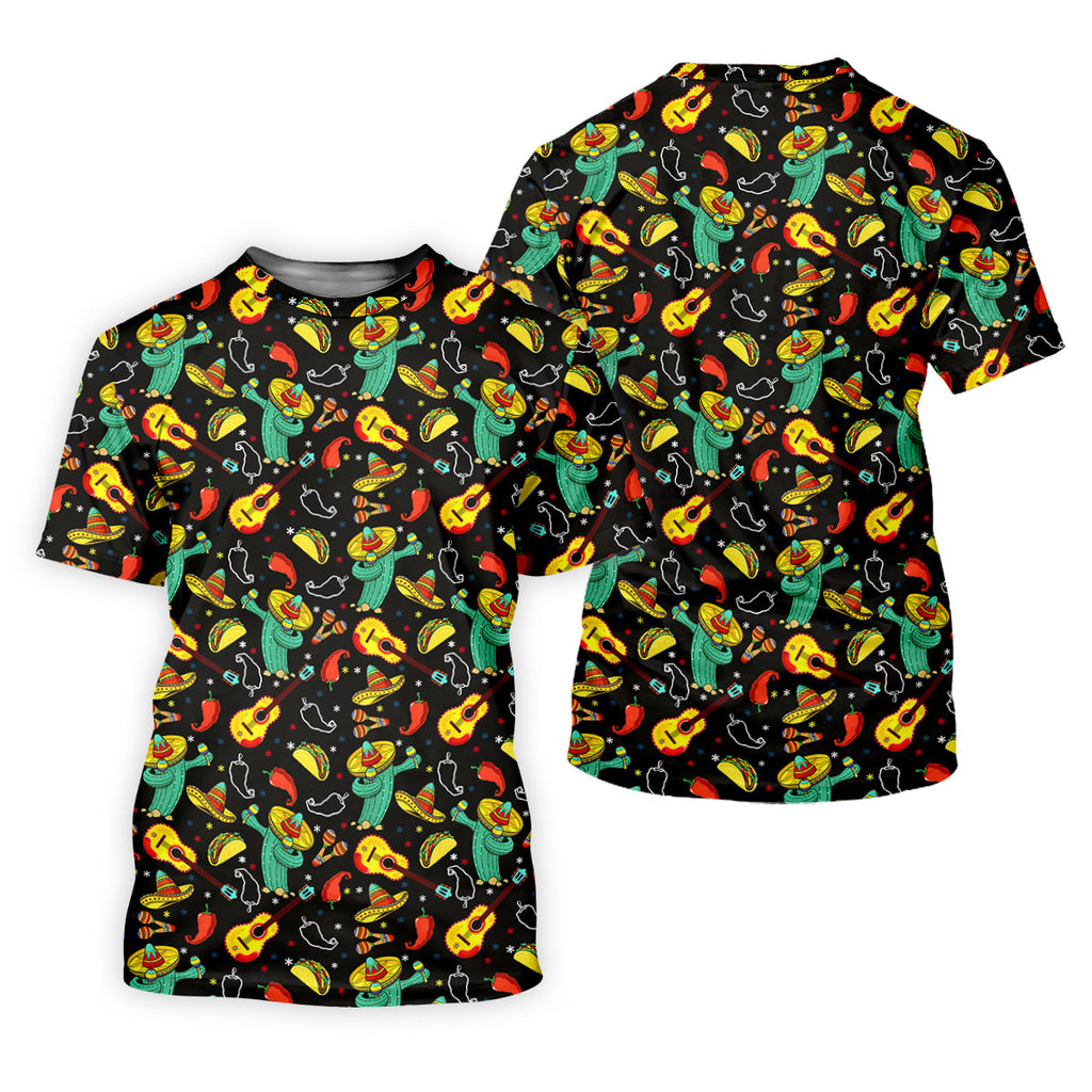 Funny Cactus Mexican Culture Traditions Golf Tops For Men, Cinco De Mayo Celebration Golf Shirts For Men