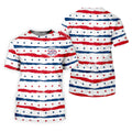 America 250 Red White Blue Stars And Stripes Golf Tops For Men, Patriotic 4th Of July Golf Shirts For Men