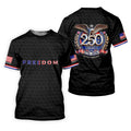 Freedom American Bald Eagle 250th Anniversary Black Golf Shirt, Patriotic 4th Of July Golf Shirts For Men