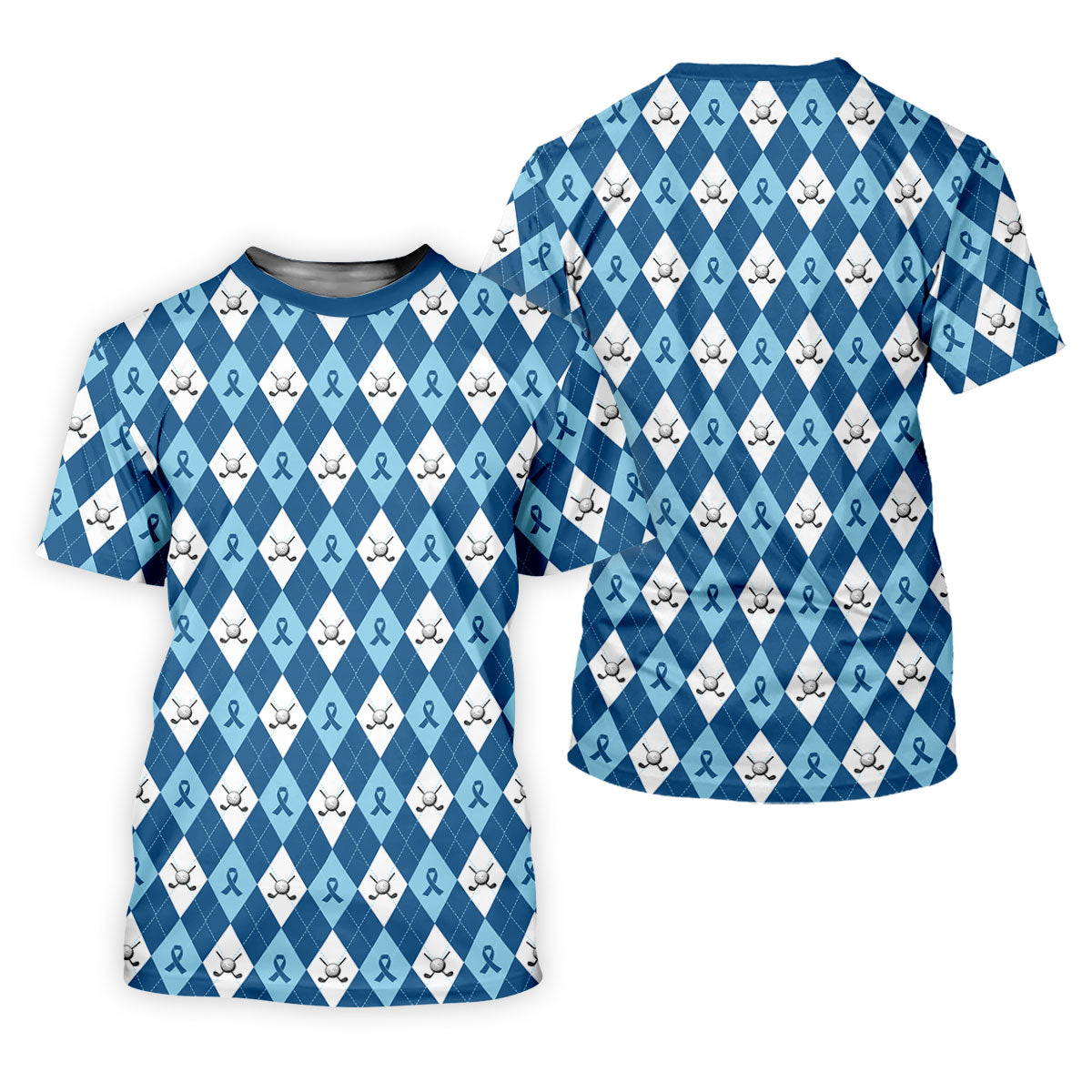Prostate Cancer Blue And White Argyle Pattern Golf Tops For Men, Cancer Survivor Shirt, Cancer Awareness Shirt