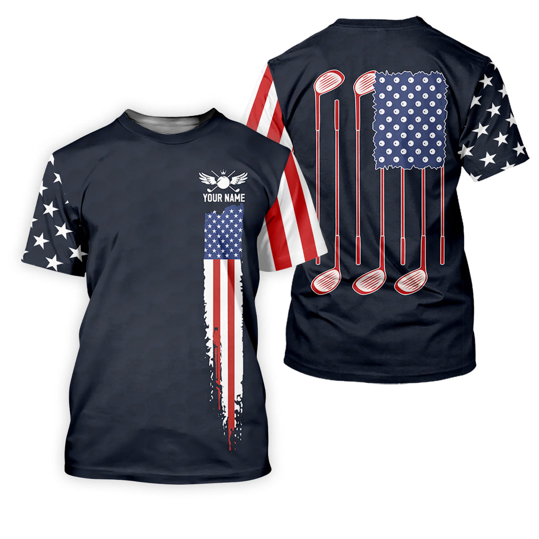American Flag Patriot Red White Blue Golf Tops For Men, 250th Anniversary Golf Shirts For Men