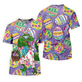 T-Rex Bunny Painted Easter Eggs Golf Shirts For Men, Men's Funny Golf Shirts, Polo Shirts For Men