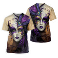 Feather Mask Mardi Gras Golf Shirt, Purple And Beige Golf Shirts For Men, Polo Shirts For Men