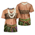 Floral Lei Tropical Theme Party Leopard Print Hawaiian Golf Shirt, Polo Shirts For Men