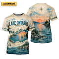 Custom Lake Ontario Great Lakes Fishing UPF Shirt, Fishing Sun Shirt, Womens Fishing Tee