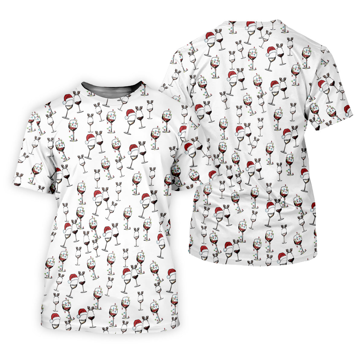 Wine Glass Christmas Lighting Golf Tops For Men, Christmas Golf Shirt, Polo Shirts For Men