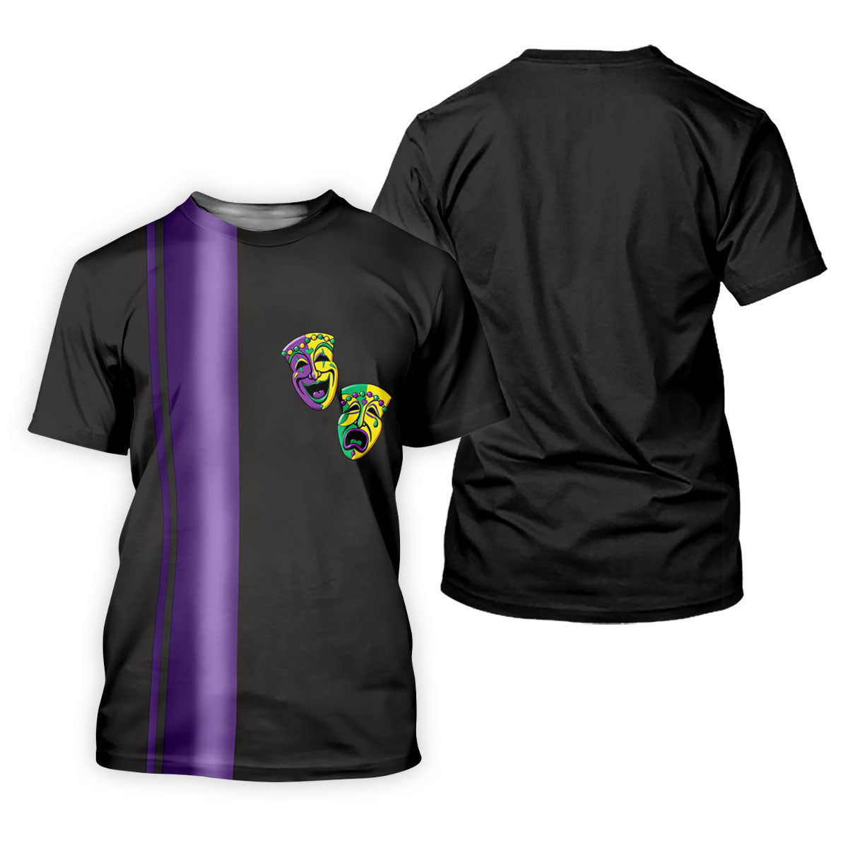 Melpomene And Thalia Theatrical Masks Purple Stripe Mardi Gras Golf Shirt, Polo Shirts For Men, Golf Shirts For Men