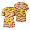 Floral Pattern Army Theme Hawaiian Yellow Golf Shirt, Men's Golf Polo Shirts, Golf Shirts For Men