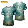 Your Name Underwater Ghost Halloween Fishing UPF Shirt, Womens Fishing Shirt, Fishing Apparel