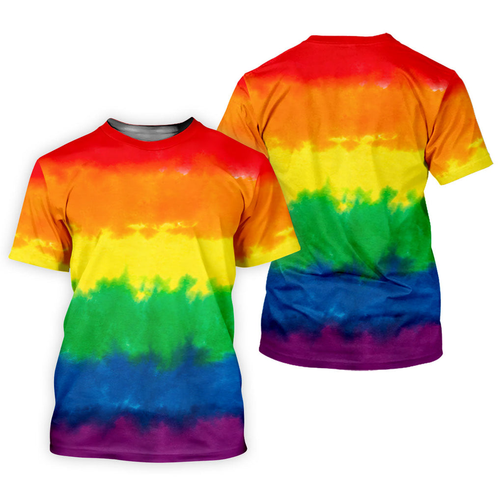 LGBT Rainbow Pride Month Celebrate Tie-Dye Print Golf Tops For Men, Pride Colors Golf Shirts For Men