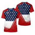 White Star Patriotic 4th Of July American Flag Golf Polo Shirt, Patriotic Golf Shirt, Golf Shirts For Men