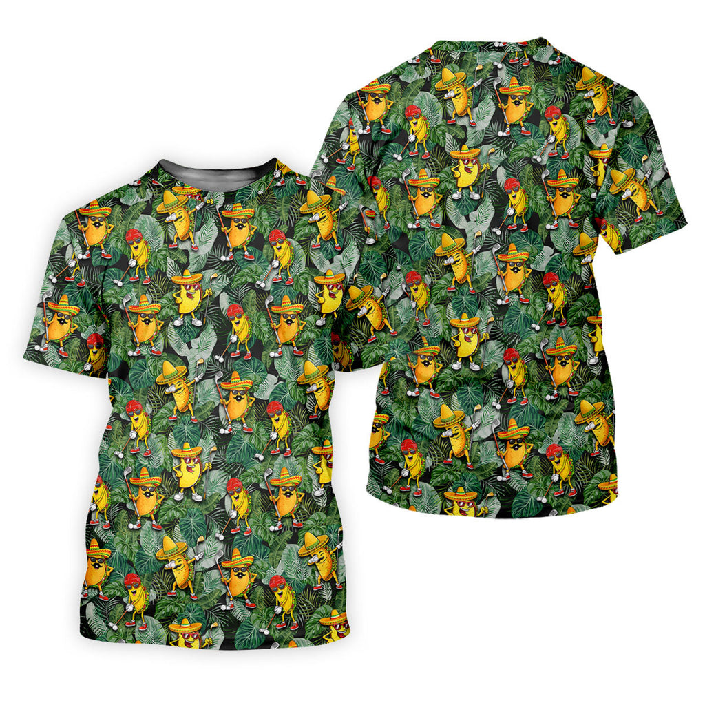 Funny Taco Golf Pose Tropical Men's Polo ShirtCinco De Mayo Fiesta Golf Shirt, Golf Shirts For Men