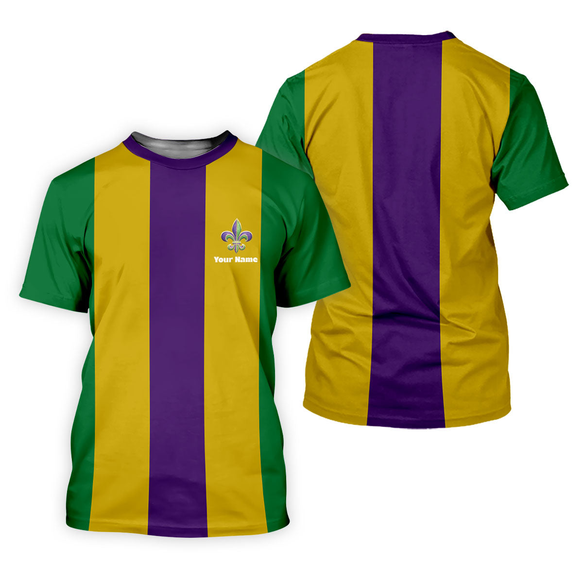 Vertical Stripes Purple Green Gold Mardi Gras Golf Shirt, Polo Shirts For Men, Golf Shirts For Men