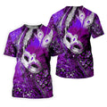 Mardi Gras Masquerade Mask Feather Beads Purple Golf Shirt, Polo Shirts For Men, Golf Shirts For Men