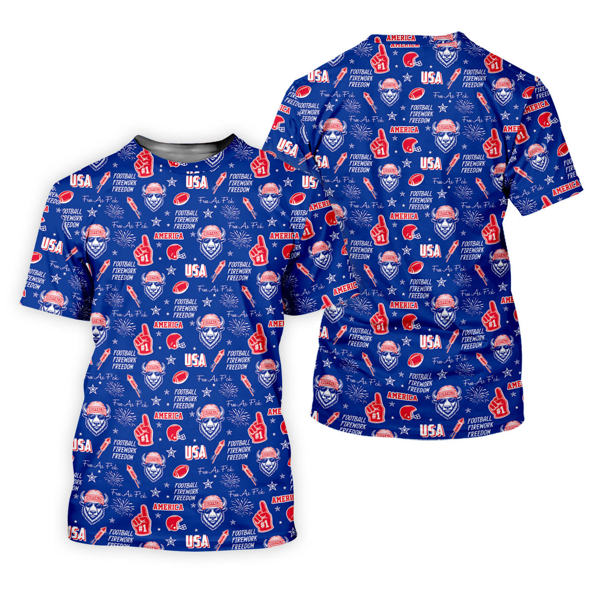 The Bisons Cool Buffalo Blue And Red Sport Polo, American Football League Gift Ideas For Football Fans