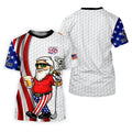 America 250 Patriotic Man 4th Of July White Golf Shirt, Golf And Beer Golf Shirts For Men