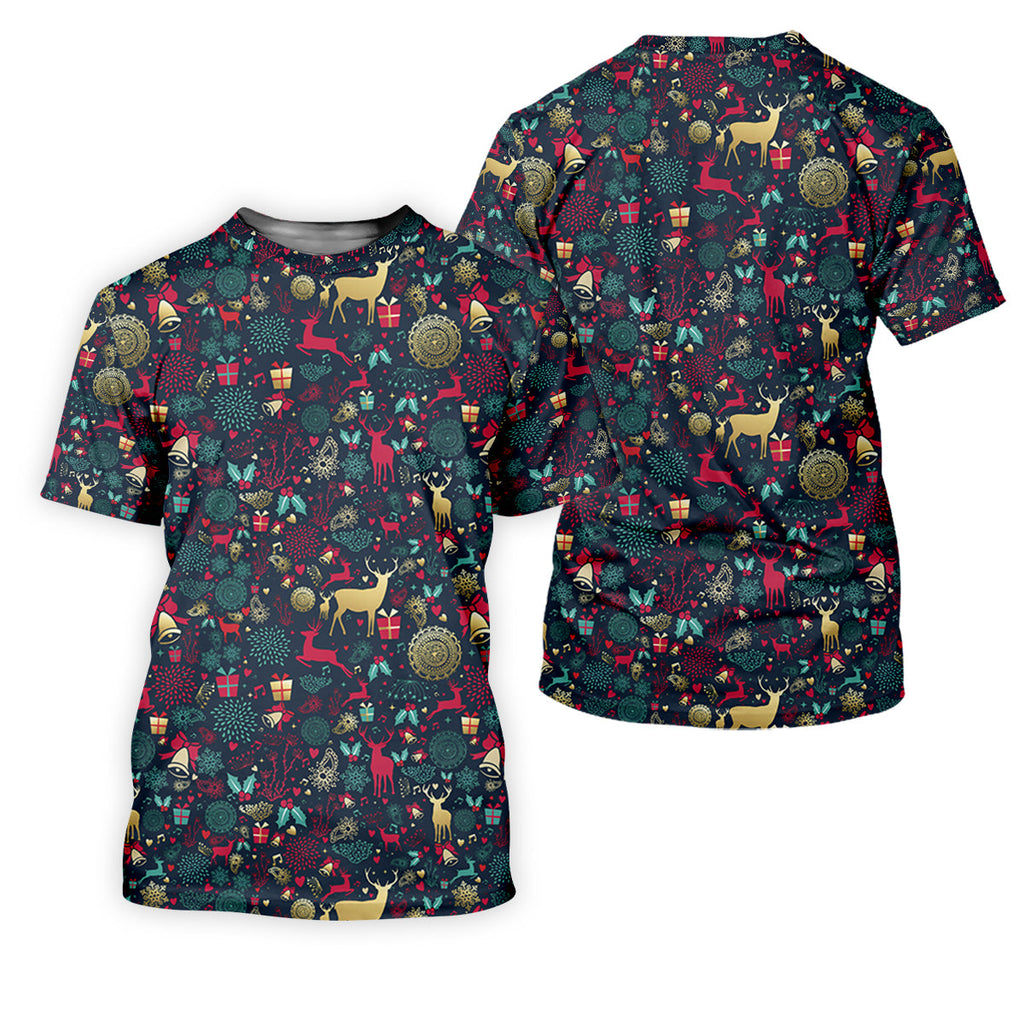Vintage Reindeer Bell Dark Navy Christmas Golf Tops For Men, Gift Christmas Golf Shirt Polos, Men Golf Apparel