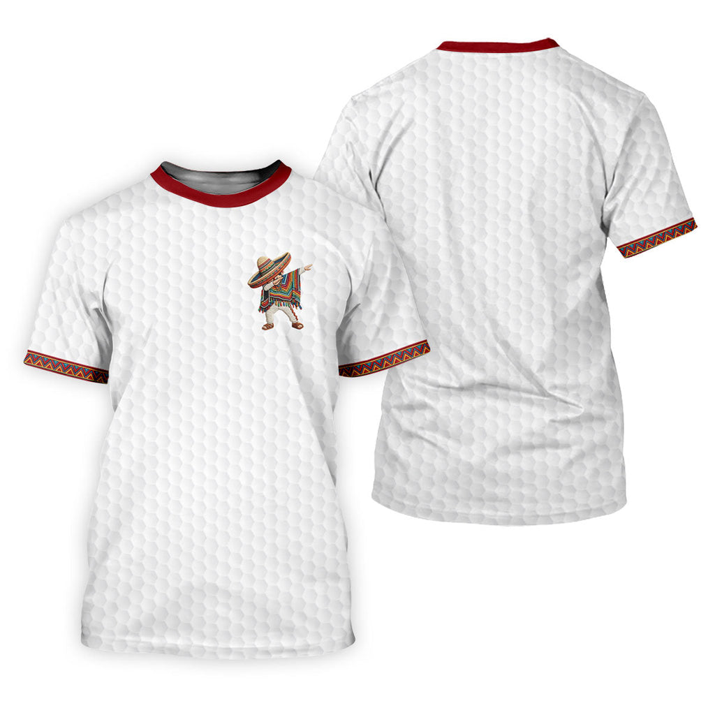 Cinco De Mayo Celebration Golf Ball Pattern White Golf Shirt, Polo Shirts For Men
