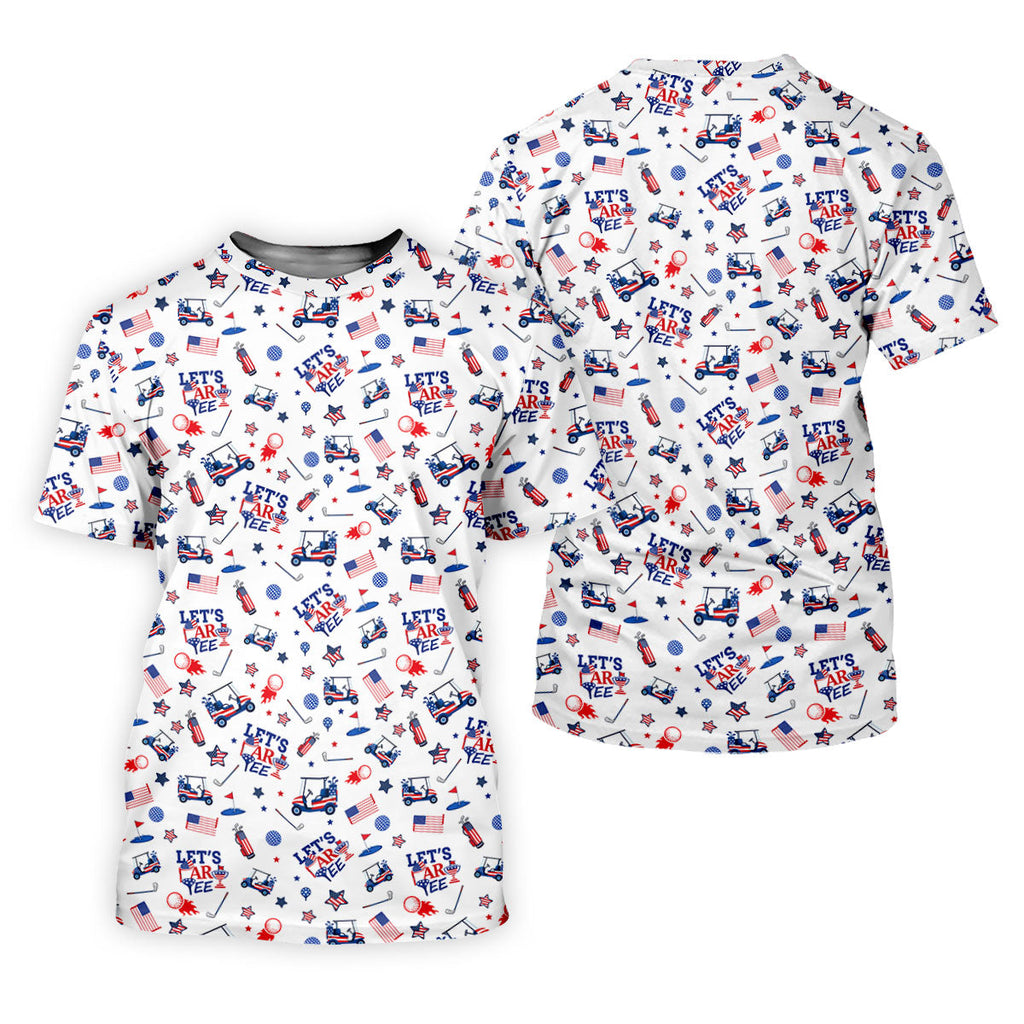 Let's Par Tee US Flag Pattern Patriotic 4th Of July Funny Golf Shirt, 250th Anniversary Golf Shirts For Men