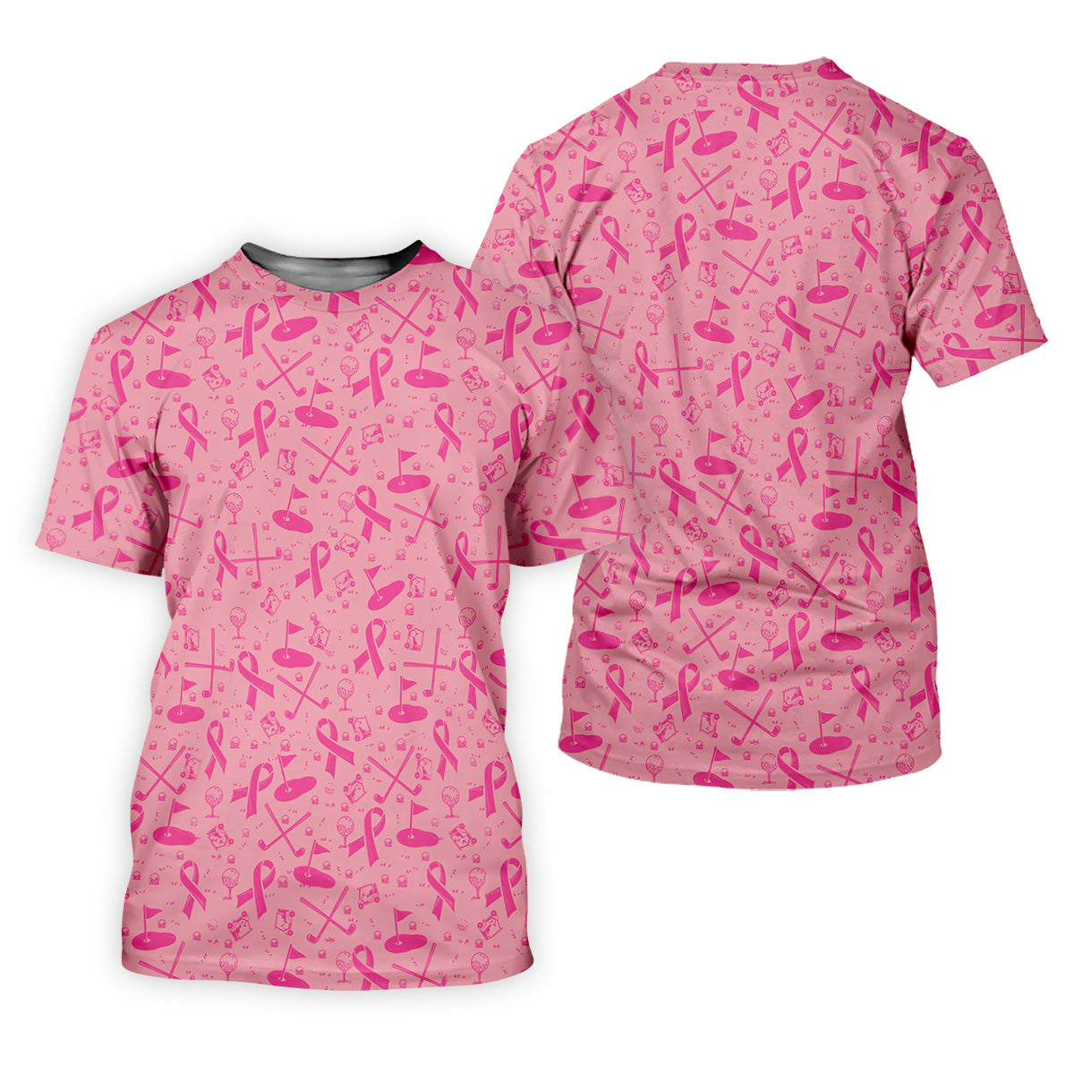 Awareness Ribbon Light Pink Golf Shirt, Cancer Awareness Shirt, Ladies Golf Shirts, Golfing Apparel