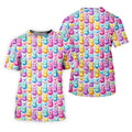 Easter Bunny Jelly Effect Seamless Pattern Golf Shirts For Men, Men's Funny Golf Shirts, Polo Shirts For Men