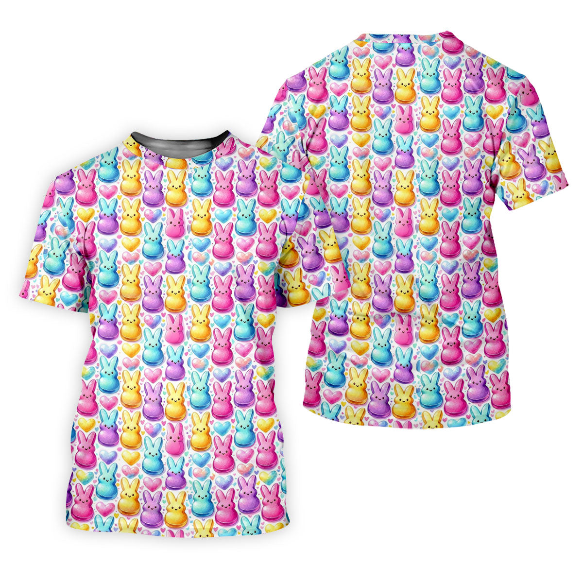 Easter Bunny Jelly Effect Seamless Pattern Golf Shirts For Men, Men's Funny Golf Shirts, Polo Shirts For Men