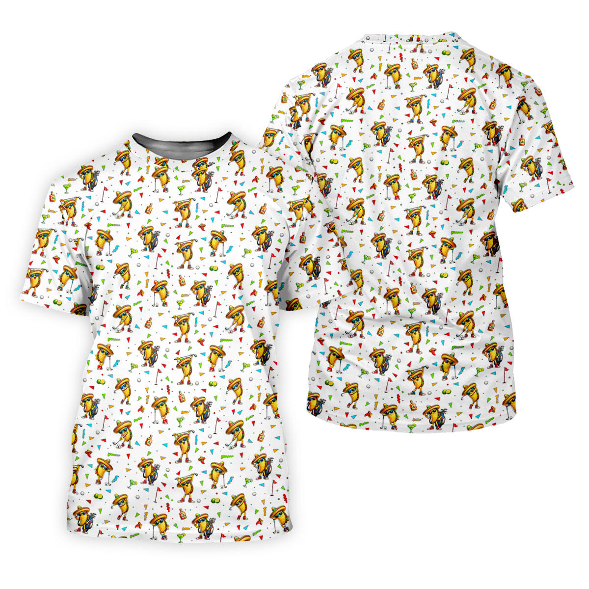 Fairway Fiesta Taco Margarita Mexico Theme White Golf Shirt, Men's Golf Shirts, Polo Shirts For Men