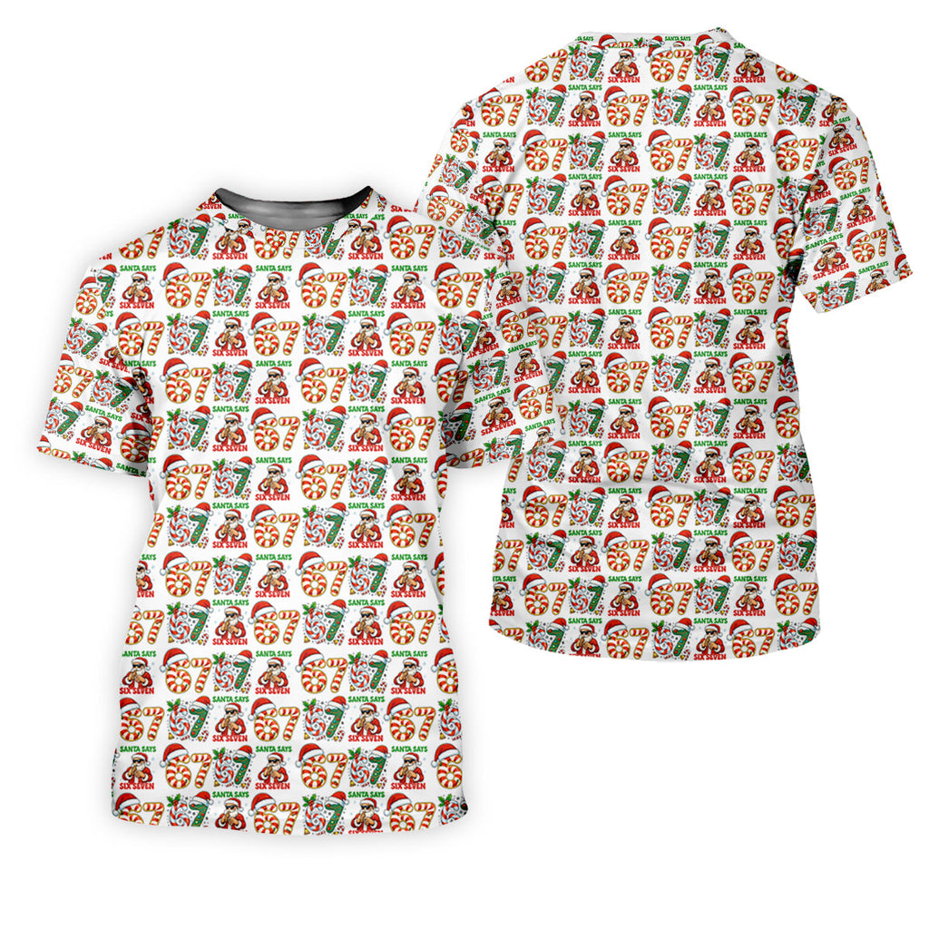 Santa Says Six Seven Funny Christmas Golf Shirt For Men, Christmas Golf Tops, Men Golf Apparel