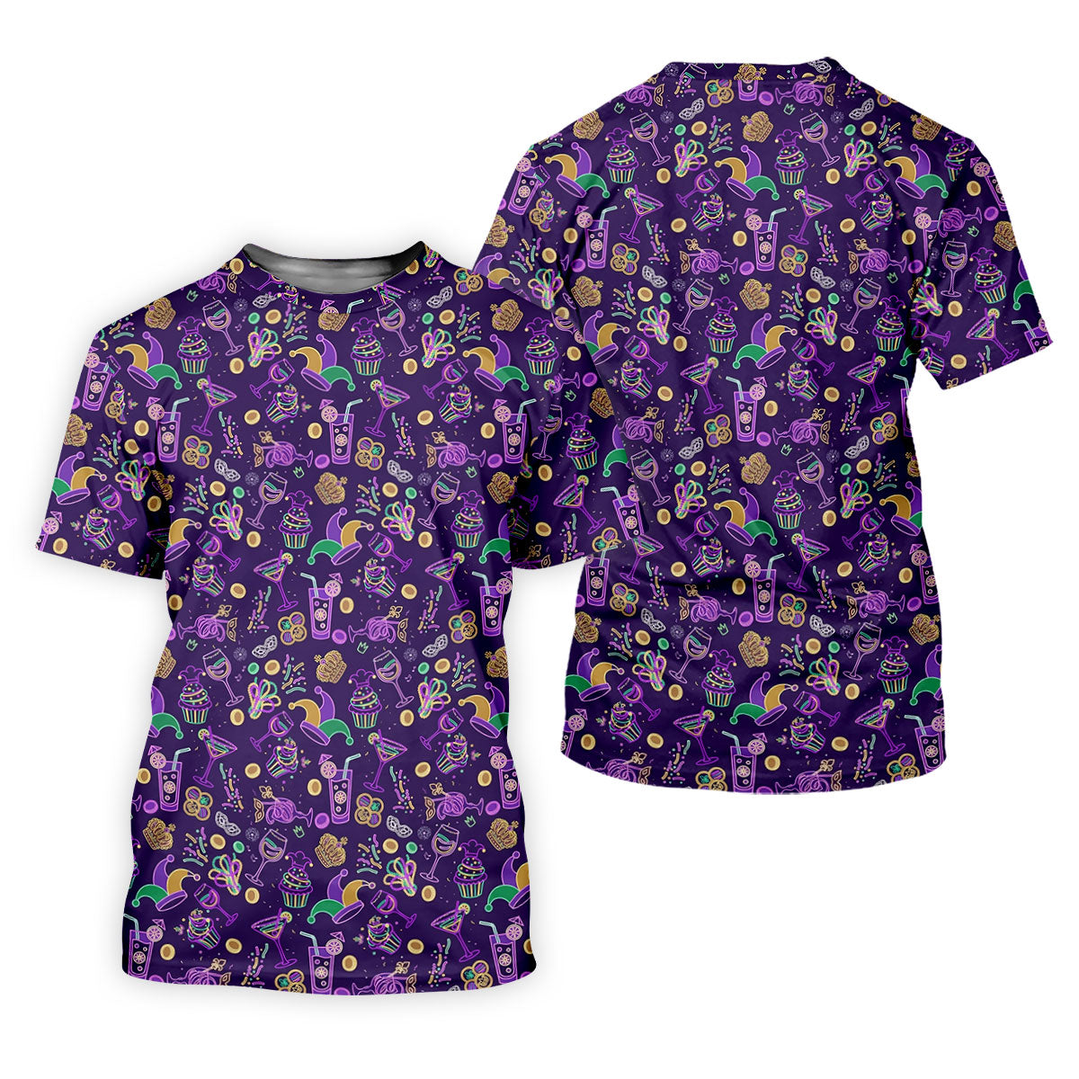 Mardi Gras Food Green Gold Purple Golf Tops For Men, Polo Shirts For Men, Golf Shirts For Men