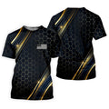 Gold Hexagonal US Flag Logo Retro Golf Shirt, 250 Years Patriotic 4th Of July Golf Shirts For Men