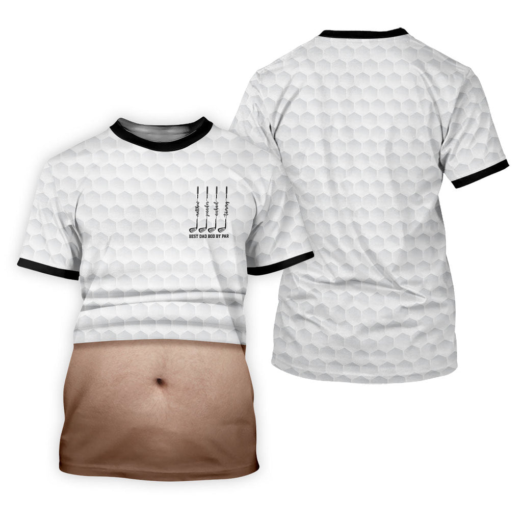 Best Dad Bod By Par White Men's Funny Golf Polo Shirts, Father's Day Golf Shirt, Golf Gift For Dad