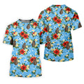 Floral Pattern Army Theme Hawaiian Blue Golf Shirt, Men's Golf Polo Shirts, Golf Shirts For Men