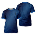 Retro Abstract Gradient Stripe Blue Lines Golf Shirt, Patriotic 4th Of July Golf Shirts For Men