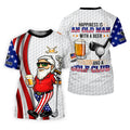 Happiness Is An Old Man With A Beer Funny 4th Of July White Golf Shirt, 250th Anniversary Golf Shirts For Men