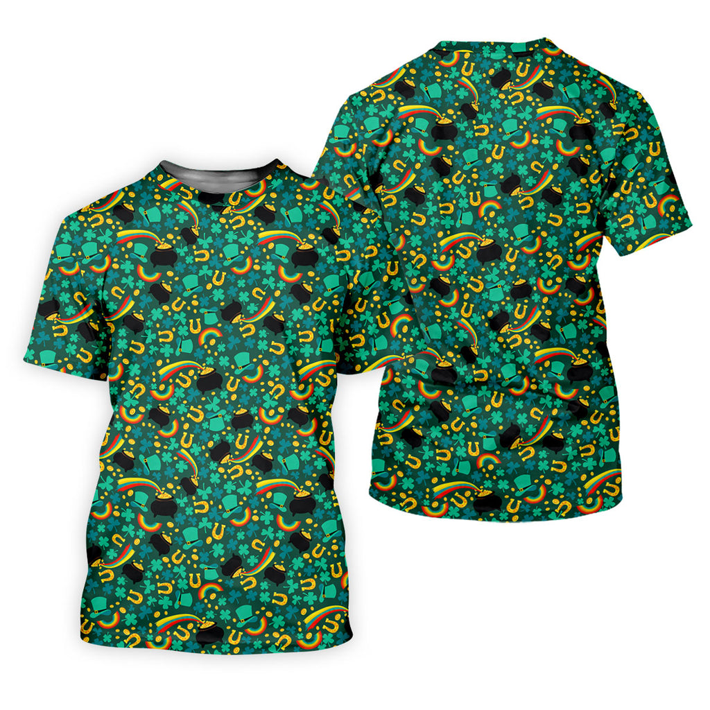 Shamrock Beer Lucky Four Leaf Clover St Patrick's Day Pot Of Gold Polo Shirts For Men, Golf Gift For Men