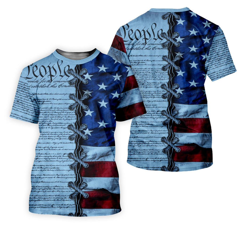We The People Preamble Patriotic 4th Of July Blue Golf Shirt, 250th Anniversary Golf Shirts For Men