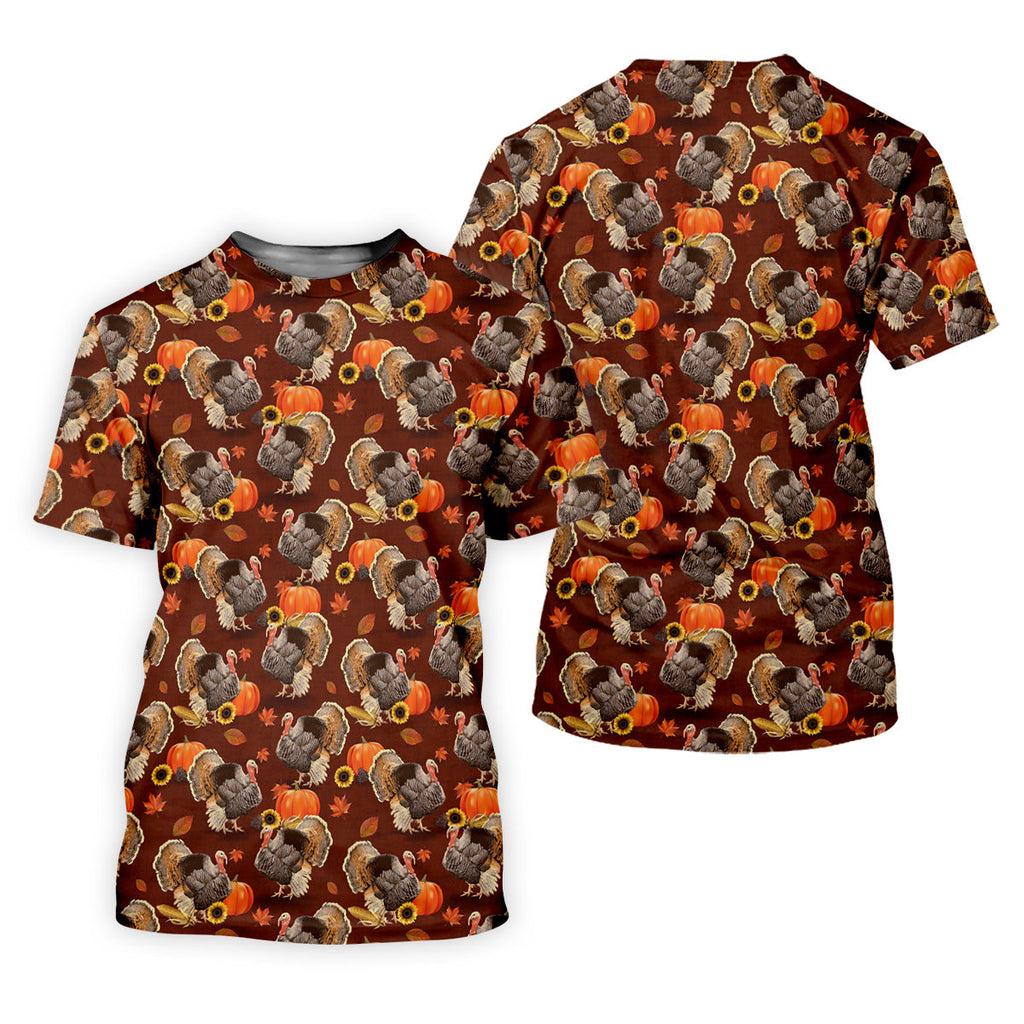Thanksgiving Day Autumn Turkey Golf Shirt, Fun Golf Shirts For Men, Golfing Apparel, Golf Shirts For Men