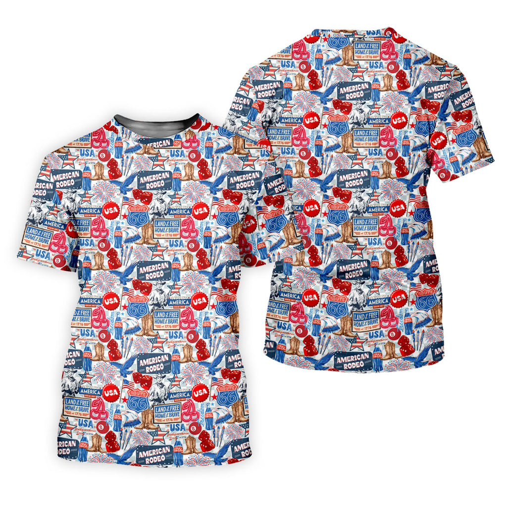American Rodeo Western Theme Patriotic 4th Of July Golf Shirt, 250th Anniversary Golf Shirts For Men