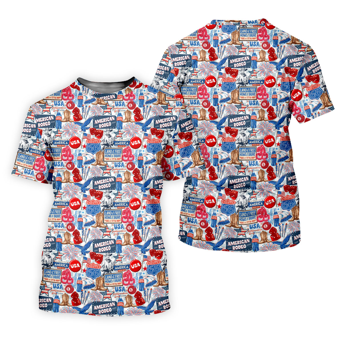 American Rodeo Western Theme Patriotic 4th Of July Golf Shirt, 250th Anniversary Golf Shirts For Men