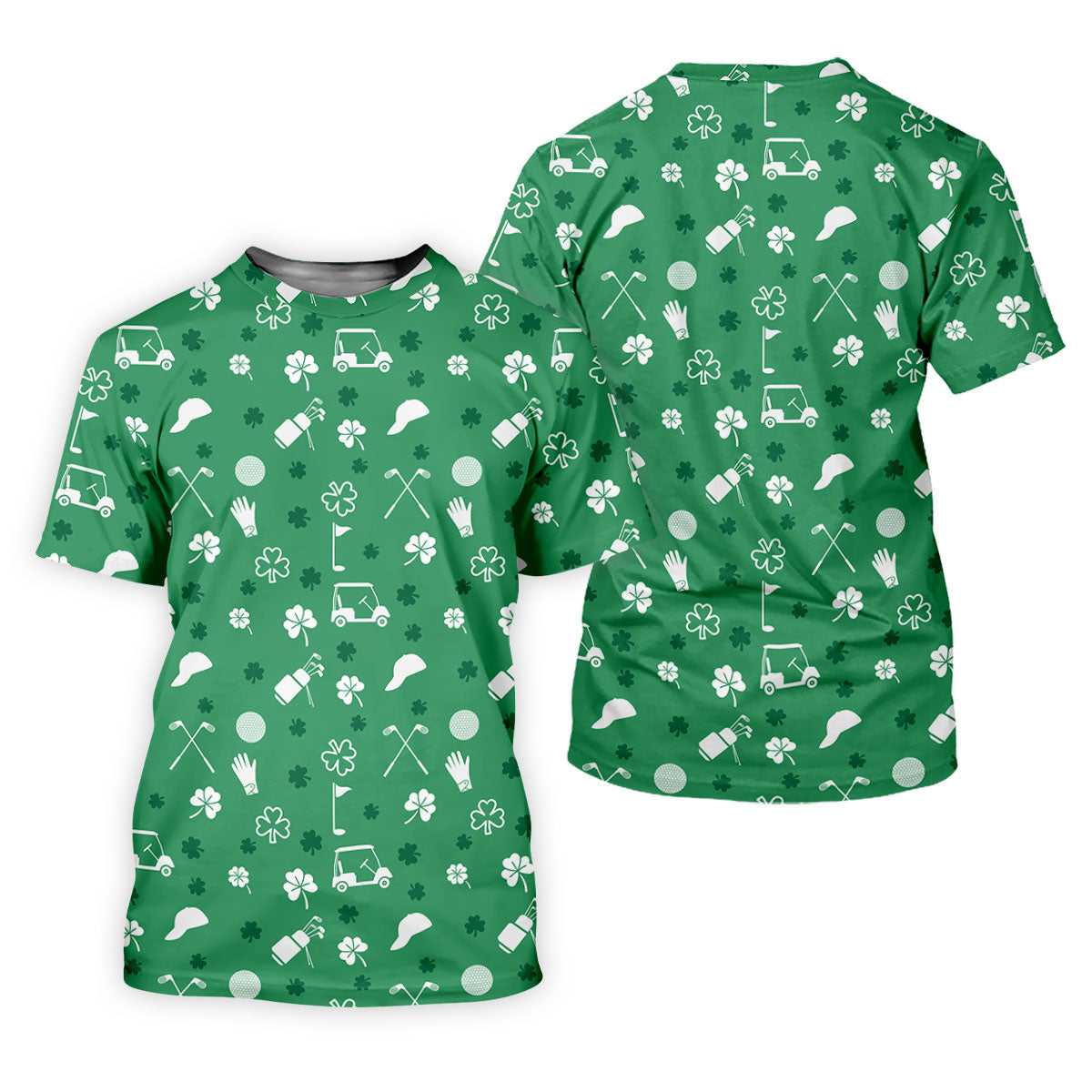 Golf Items Seamless Pattern St. Patrick’s Day Shamrock Golf Shirt, Polo Shirts For Men, Golf Shirts For Men